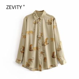 new women vintage animal print casual smock blouse autumn ladies leopard pattern shirts chic femininas kimono blusas tops LS4397 210410