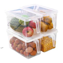 NEWFridge Organizer Food Storage Container with Lid and Handle Stackable Clear Fresh-Keeping Box for Kitchen Produce Saver Containers RRE107