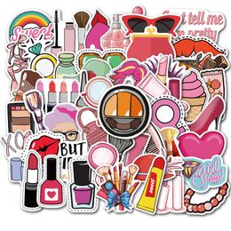 50pcs Funny Lady Makeup Tool Stickers Skate Accessories For Skateboard Laptop Luggage Bicycle Motorcycle Phone Car Decals Party Decor