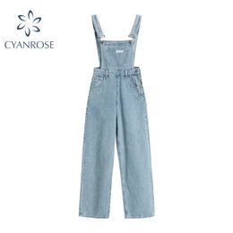 Loose Denim Overalls Jumpsuits Women Y2K Fashion Streetwear Trendy Casual Jeans Long Pants Korean Vintage Pocket Trousers 210417