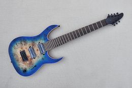 7 Strings Blue Maple Veneer Mahogany body Electric Guitar with Black Hardware,Rosewood fingerboard