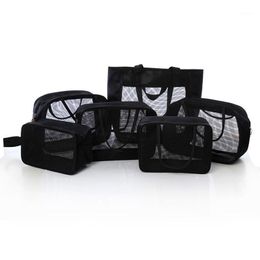 Mesh Cosmetic Bag Portable Storage For Toiletry Bathing Products Bathroom Hanging Organizer Travel Bags