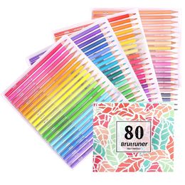 Brutfuner 80 Colors Oil Color Pencil Set Bright Colors for Drawing Sketching Shading Colouring Adults Books School Student Art Supplies