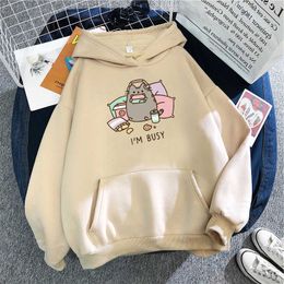 Fashion-Funny The Cat Hoodie Women Fashion Kawaii Korean Harajuku Sweatshirt Female 90s Cartoon Clothes Hood Oversized Girls