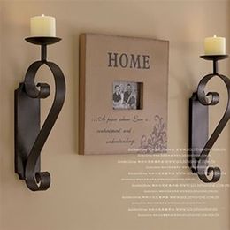American Classic Wall Metal Candle Holders Iron Retro Candlestick Decor Candle Stand Lighthouse Bougeoir Home Decoration FC158 210722