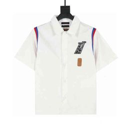 1A8XE3 Embroidered Letters Short Sleeve Mens shirt luxury designer fashion trend wear business casual brand spring summer S-XL