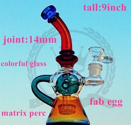 Beaker bong with random logo blue green Colour hookah water pipe ice catcher tall 9" heavy bongs