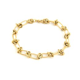 Women Men Chunky Knotted wire braid Chains Punk Hip Hop Trendy Twisted Hollow Link Bracelet for Women Party Jewellery