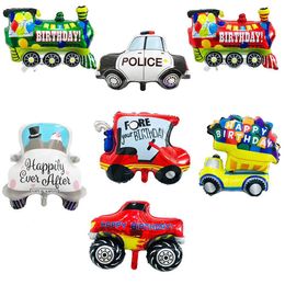 Party Decoration Cartoon Car Balloons Fire enginner Truck school bus Train Foil Balloon Plane Ambulance Globos Children Gifts Balls Birthday