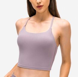 L-051 YOGA BRA WOMENS CAMISタンクトップI字型ビューティーバックジム服女性下着パッド付きショックプルーフカジュアルランニングフィットネススポーツベスト