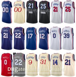 Printed Basketball Joel Embiid Jersey 21 Ben Simmons 25 Tobias Harris 12 Seth Curry 31 Shake Milton 18 Mike Scott City Earned Edition