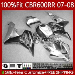 OEM Bodys For HONDA CBR 600 RR CC F5 600CC 2007 2008 Bodywork Silver black 70No.120 CBR600 RR CBR 600RR 600F5 CBR600RR 07 08 CBR600F5 2007-2008 Injection mold Fairings