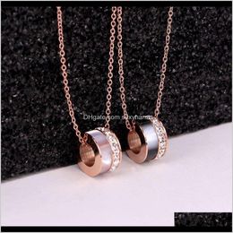 Pendant Necklaces & Jewellery Drop Delivery 2021 Pendants X7-401 Japanese Circled Black And White Shell Square Diamond Rose Gold Necklace Super