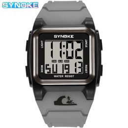 Men's Waterproof Sports Watches SYNOKE Brand Digital Multi-Function Large Screen Square Watch Man Alarm Clock montre homme 9803 G1022