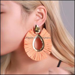 Dangle & Chandelier Earrings Jewellery European Fan-Shaped Tassel Colorf Paper Water Drop Large Ear Nail Women Hollow Out Alloy Punk Stud Earr