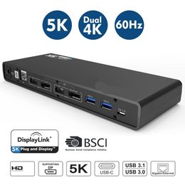 Universal USB 3.0 Docking Station USB-C Dual 4K Ultra Dock DP Gen1 Type-C Gigabit Ethernet Extend and Mirror Video Mode