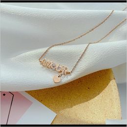 Pendant Necklaces & Pendants Jewelry Cyue Fashion Creative Diamond Letter Simple And Versatile Love Light Luxury Titanium Steel Necklace For