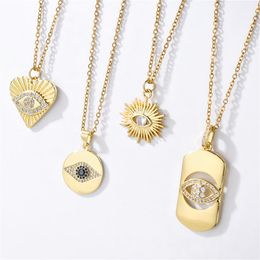 Fashion Gold Evil Eye Necklace For Women Men CZ Lock Pendant Necklaces Female Party Jewellery