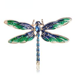 Pins, Brooches OI Arrival Green Enamel Dragonfly Zinc Alloy Insect Brooch Pins For Women Kids Coat Clothes Accessories Jewelry