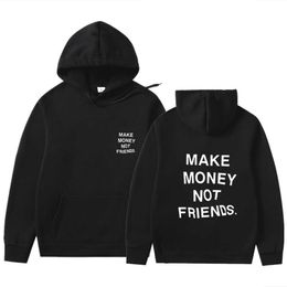 Japan Streetwear MAKE MONEY NOT FRIENDS Hoodies Men Women Fashion print Couple Clothes Sudadera Hombre Black Hooded Sweatshirt H0910