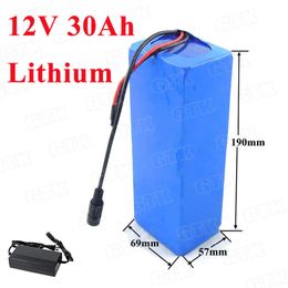 High capacity 12v 30ah lithium battery li-ion battery laptop xenon lamp light backup power tool CCTV 200W+3A charger