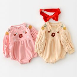 New Toddler Baby Jumpsuit Primavera Neonato Vestiti Floreali Neonate Body Ricamo Infant Girl Abbigliamento 210413