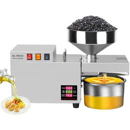 8-13Kg/H Oil Press 110V/220V Commercial Flaxseed Peanut Tahini Oil Presser Stainless Steel Automatic Cold Press 1200W