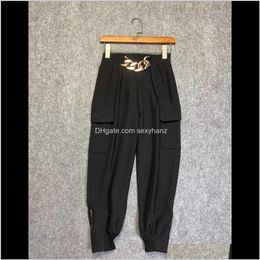 Womens Capris 2021 Autumn High Quality Women Chains Casual Pants For Ladies Luxury Black Slim Trouse Ddxgz31 Uewqb Afudc