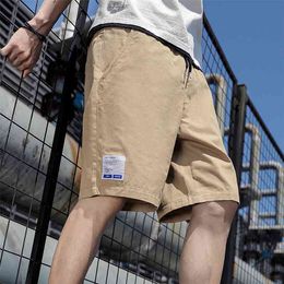 Shorts For Men Summer Cotton Casual Drawstring Plus Size Work Outwear Street Fashion Solid Colour Daily Wear 210716