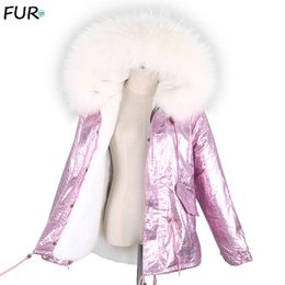 FAUX FEMME FUL FAUX Naturel Real Raccoon manteau Femme Veste d'hiver Glitter Tableau chaud Épaissir 2021 Outwear