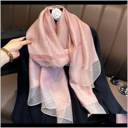 Hats, & Gloves Fashion Aessories Real Silk Wool Scarf Women Designer Brand Foulard Hijab Scarves Lady Black White Red Bandana Neck Shawls Wra