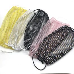 Bling Bling Diamond Face Mask Fashion Trend Nightclub Bar Rhinestones Masks Washable Reusable Fishing Net Face Mask RRA8010