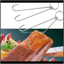 Rails Storage Housekeeping Organisation Home & Garden6Pcs Stainless Steel Double Hooks Drying Roast Duck Hook Bacon Hanger Grill Hanging Rack