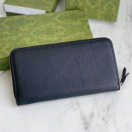 2021 Newest designer wallet women simple zipper long purse black genuine leather clutch handbags fashion men credit card holder money pocket with dustbag