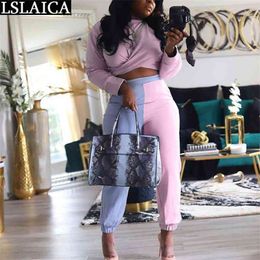 Plus Size Two Piece Set Women Streetwear O Neck Tops Woman Pants Colour Matching Sports Suits for Casual Knit 2 Pcs Winter 210520