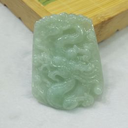 Fine Jewelry Natural Emerald handmake carved Chinese Dragon Necklace Lucky women and men Jade Pendant