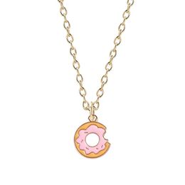 Pendant Necklaces Fresh And Simple Ladies Necklace Cute Donut Alloy Metal Chain Collar Fashion Jewelry Children Birthday Gift 2021