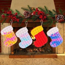 Christmas Stocking Silicone Fidget Toys Party Favor Purse Bag Push Bubble Sex Toy Kids Sensory Stress Reliever Children Xmas Gifts Retail