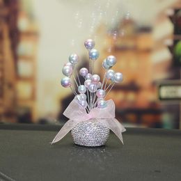 Interior Decorations Colourful Pearls And Diamonds Car Flower Pots Creative Beautiful Gifts