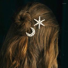 Hair Clips & Barrettes 2022 Luxury Full Rhinestone Star Moon Shape Bridal Accessories Women's Fantasy Crystal Pins Jewellery