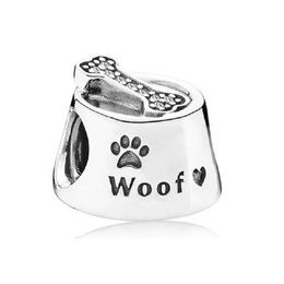 Fit Pandora Charm Bracelet European Dog Basin Bone Woof Silver Charms Beads DIY Snake Chain For Women Bangle Necklace Jewelry