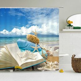 Shower Curtains Waterproof Sea Beach Shell Curtain Bathroom 3d Print Bath With12 Hooks Polyester Cloth Home