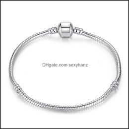 Charm Bracelets Jewelry 9 Styles Sier Plated Love Snake Chain Bracelet & Bangle For Women 16Cm-23Cm Pseras Lobster Fashion Drop Delivery 202