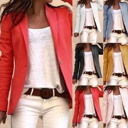 Europe and the United States new solid Colour long-sleeved pocket casual slim women's small suit jacket X0721