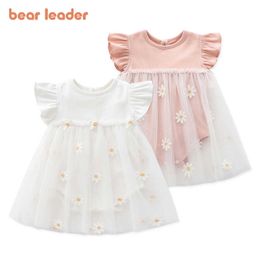 Bear Leader Baby Girls Princess Dress Fashion Summer Kids Mesh Patchwork Infant Sweet Floral Party Costume Toddler Clothing 210708