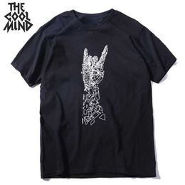 COOLMIND 100% cotton short sleeve cool rock hand men T shirt casual summer loose tshirt o-neck t-shirt male tee shirts 210629