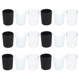 Candle Holders 18PCS Frosted Transparent Glass Cups