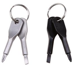 -Schraubendreher Keychain Outdoor-Tasche 2 Farben Mini Schraubendreher Set Schlüsselring mit geschlitzten Phillips Handschlüssel Anhänger Persönlichkeit