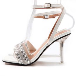 Sandals Woman Rhinestone Sexy High Heels Strappy Sliver Gold Wedding Shoes Luxury Stiletto Ladies Open Toe Pumps