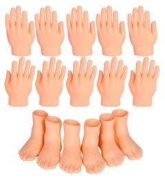 Tiny Hands Feet for Fingers Puppets Novelty Games Premium Small Rubber High Five Gesture Hand Foot Left Right Party Props